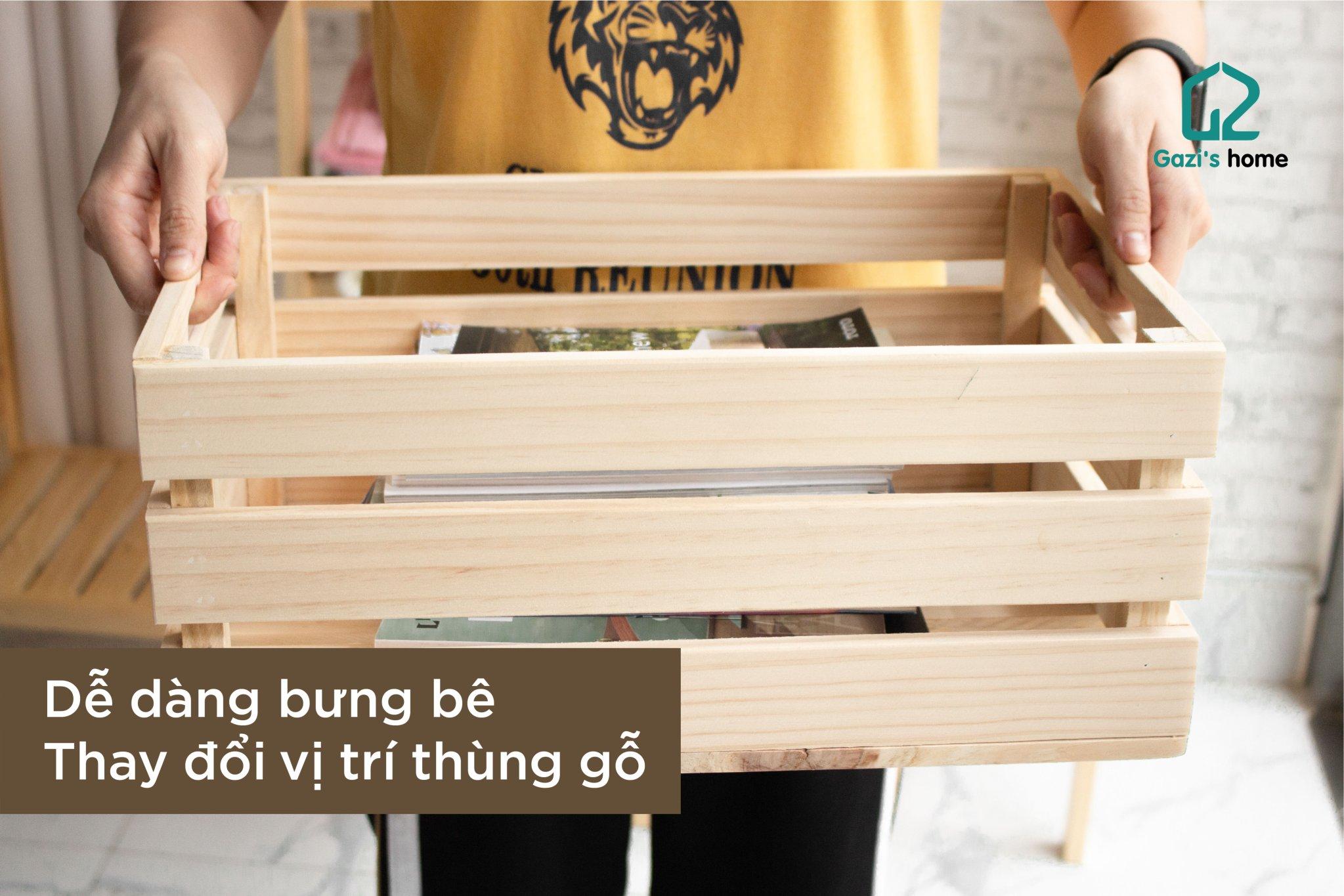 THÙNG GỖ TRANG TRÍ PALLET - KỆ TRANG TRÍ ĐA NĂNG - SIZE M