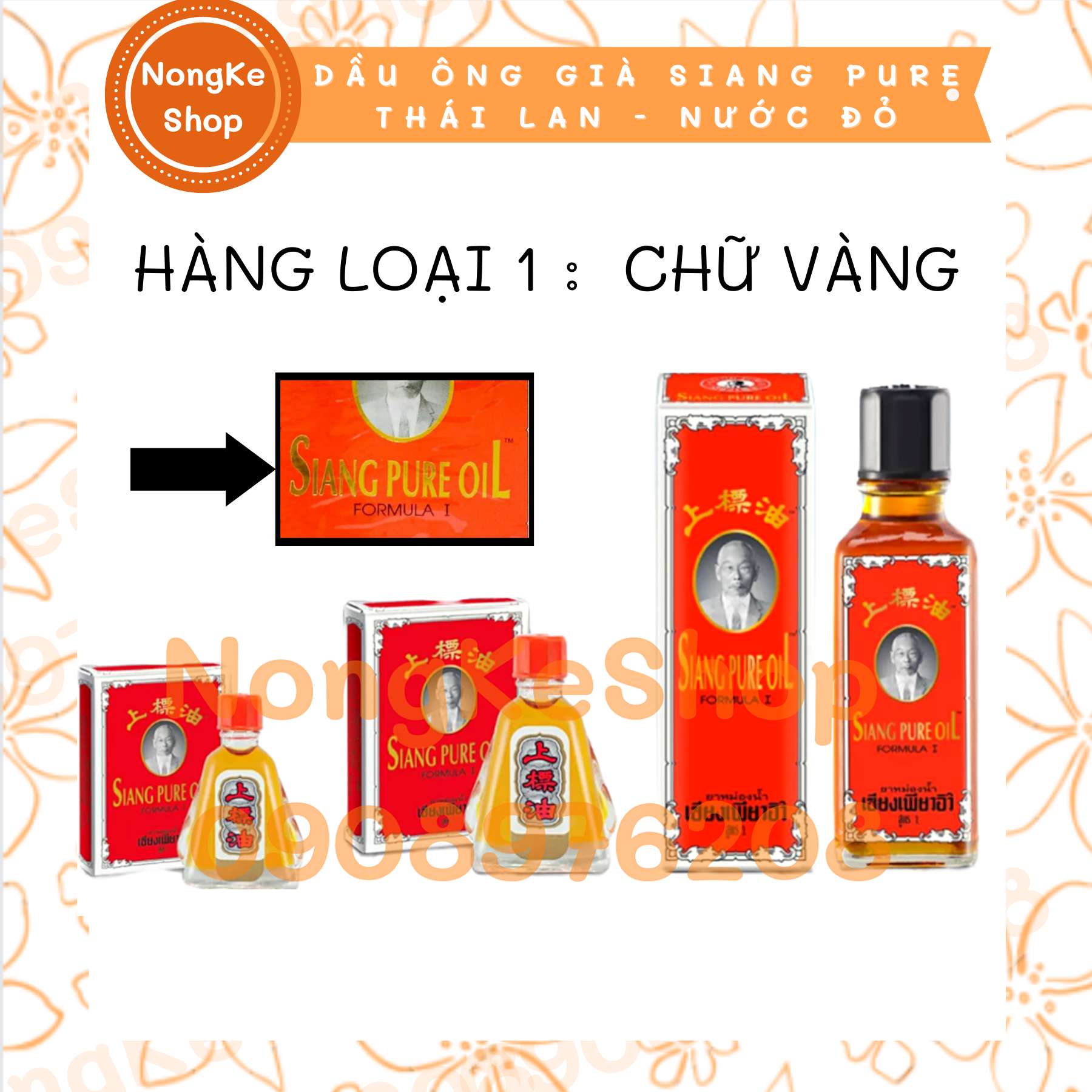 [HCM](100% Thái) Dầu ông già Siang Pure 7cc đỏ Thái Lan