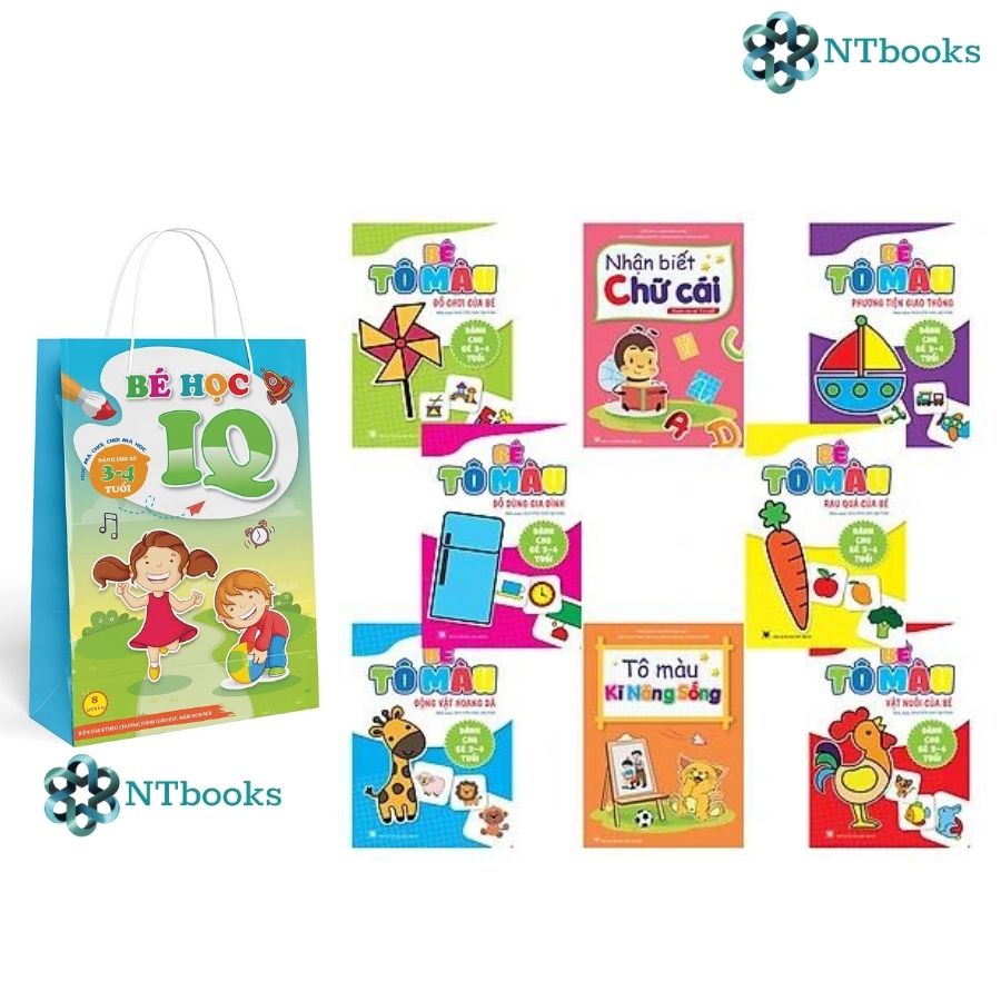 Combo 8 cuốn tô màu: bé học iq - ntbooks
