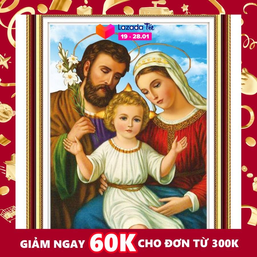 Tranh đính đá Gia Đình Chúa VS095 Kích thước 75x59cm