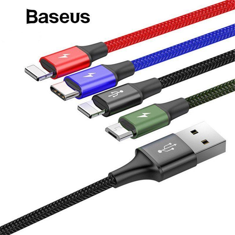 Baesus 4 in 1 Multi USB Charger Charging Cable Cord for iPhone Type C Micro USB