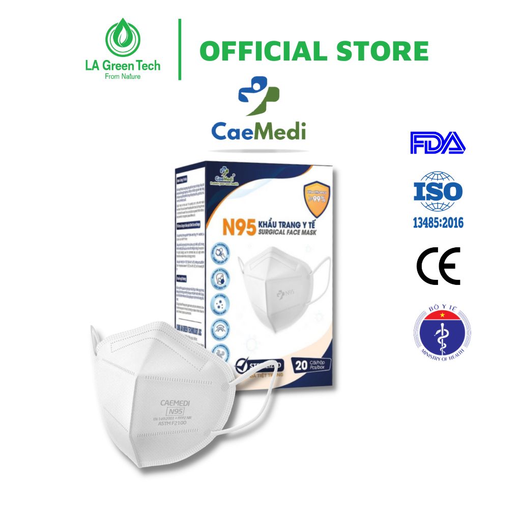 Khẩu trang y tế CAEMEDI N95 cao cấp, kháng khuẩn, lọc bụi bẩn đạt chuẩn BFE