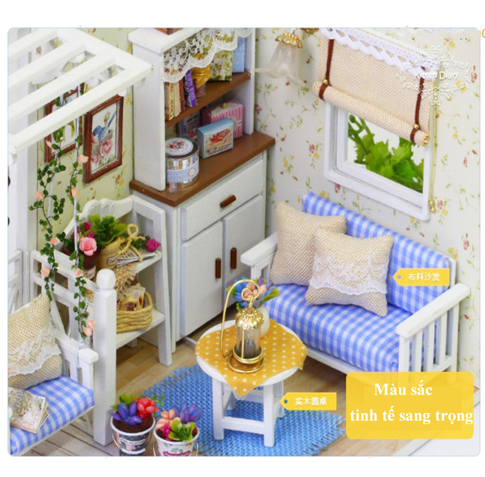 Đồ chơi mô hình nhà gỗ diy Cute Room H-013( Tặng Mica Che Bụi + Keo)