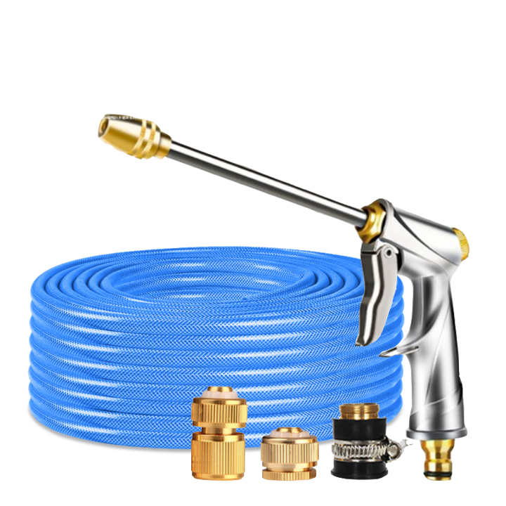 Vòi nước vòi phun nước rửa xe tưới cây tăng áp thông minh + bộ dây bơm nước 10m cao cấp TLG 701-2576 đầu đồng, cút đồng(xanh)