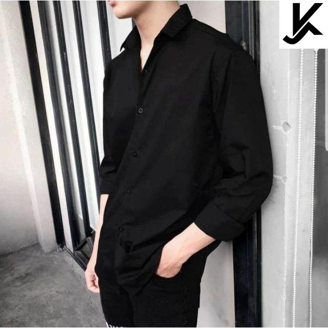 Áo SOMI Đen TRƠN DÀI TAY BASIC Nam Nữ Unisex