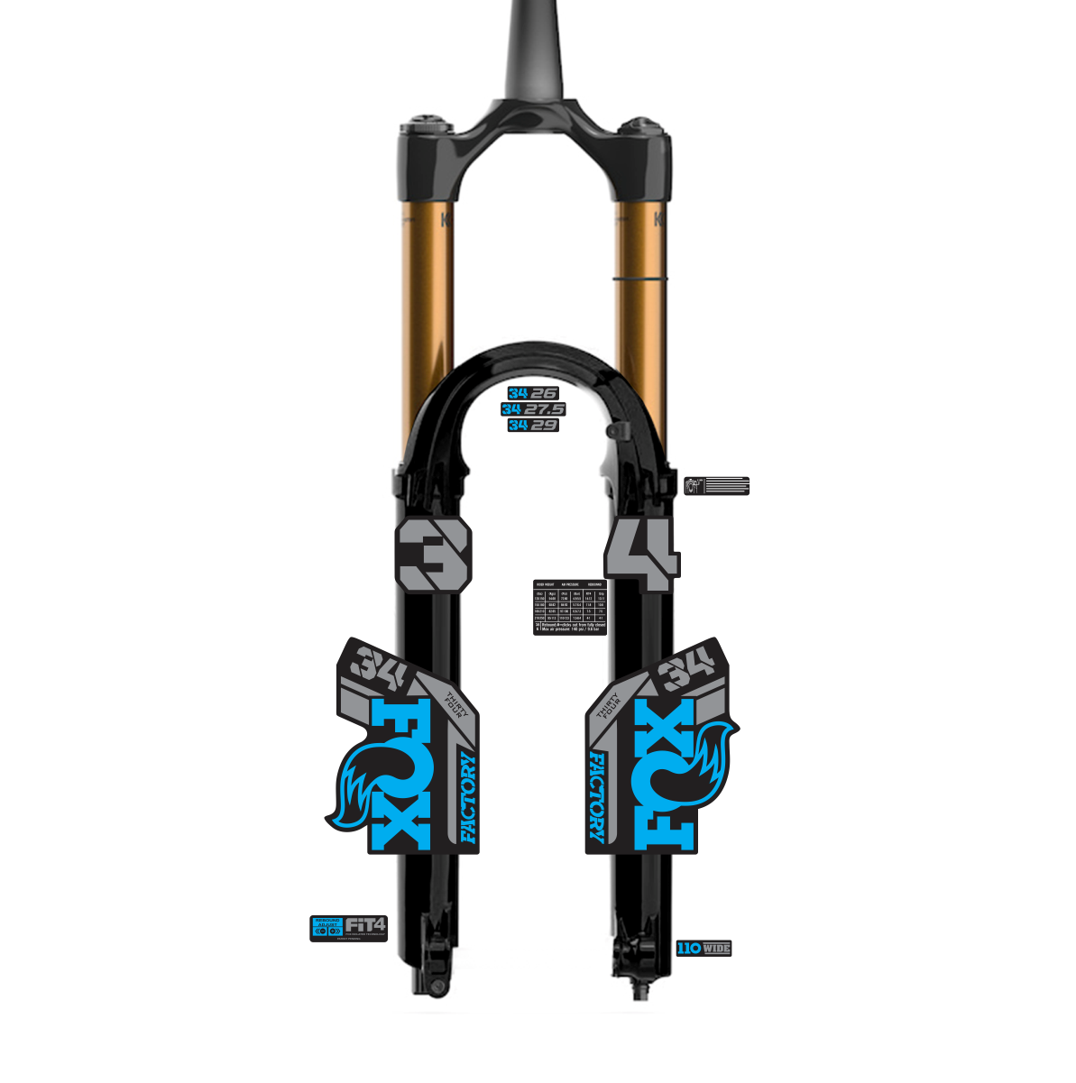 tem decal dán phuộc xe đạp địa hình Fox kashima  34 2022 | cheetahdecals.com