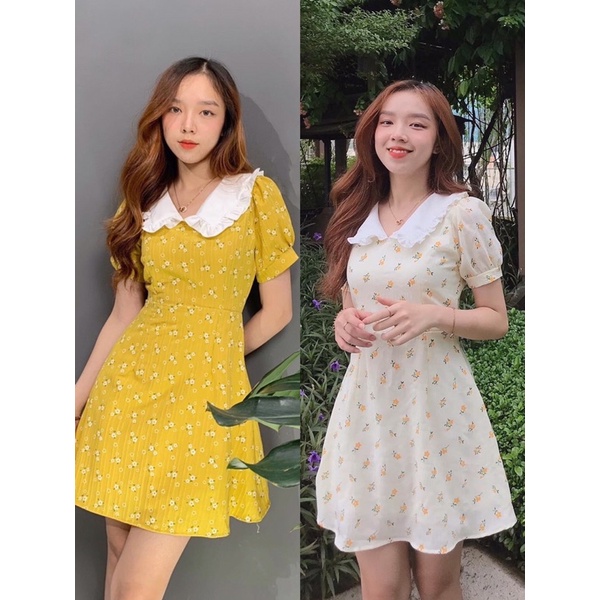 [3-5/8 Hoàn Tiền 25%]Đầm hoa bèo cổ