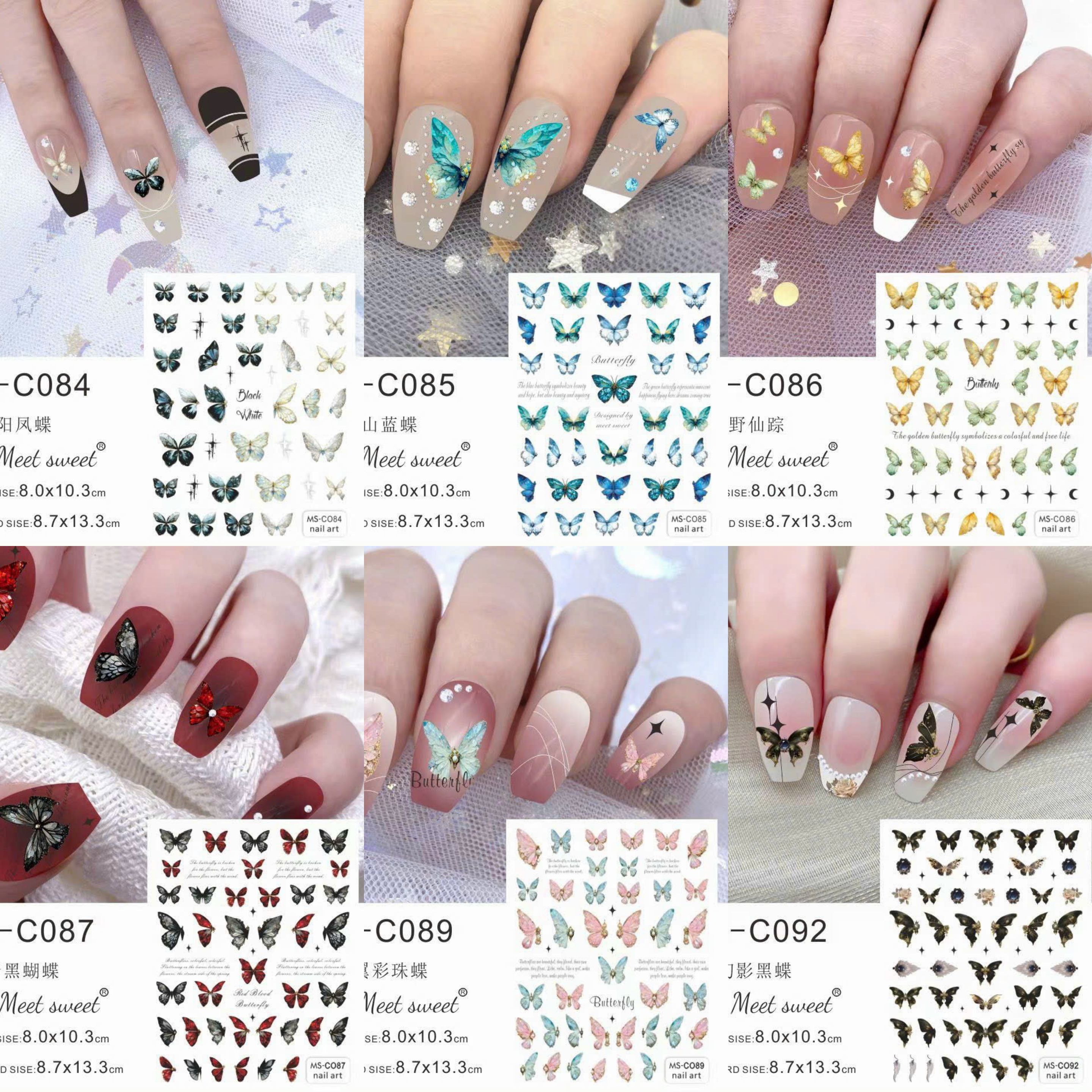 Sticker mẫu bướm 3d miếng dán móng tay nail