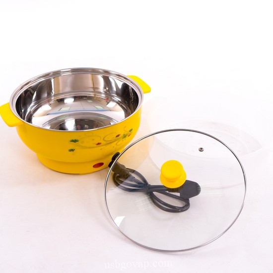 Nồi Lẩu Điện Đa Năng Nắp Kính INOX SHANBAN 26CM - 1000W