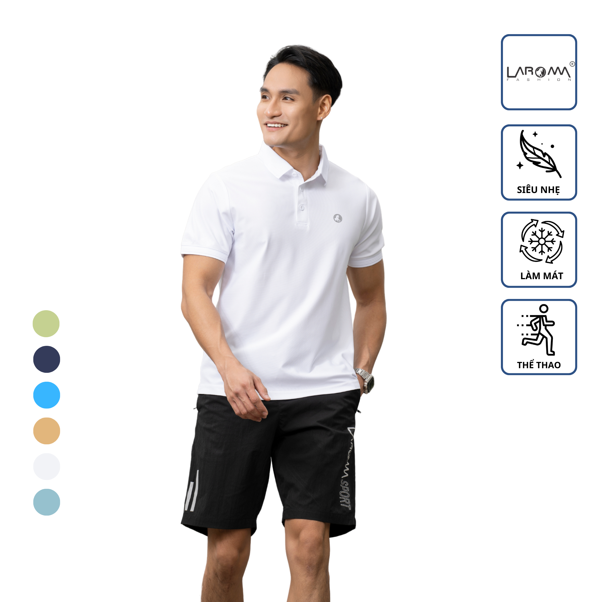 LAROMA Bộ Thể Thao Nam Basic Vải Coolmax | Cổ Bẻ | Thoáng Mát | Co Giãn | Mềm Mịn | Thời Trang | Trẻ Trung Năng Động