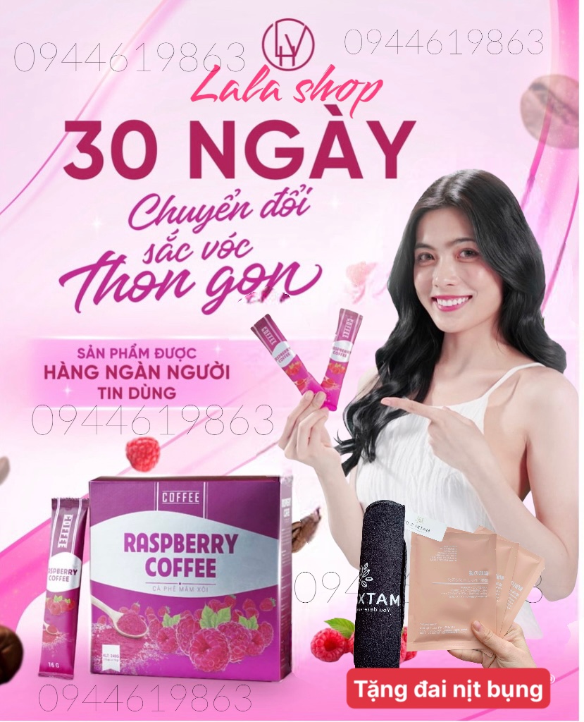 Cà phê giảm cân Mâm Xôi Raspberry Coffee - Hộp 15 gói cafe Cam kết chính hãng 100%