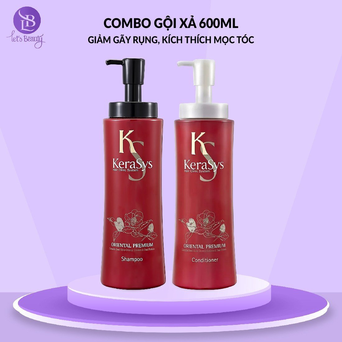 Cặp Dầu Gội xả Thảo Dược Kerasys Oriental Premium Hàn Quốc Giảm Gãy Rụng Kích Thích Mọc Tóc 600ml