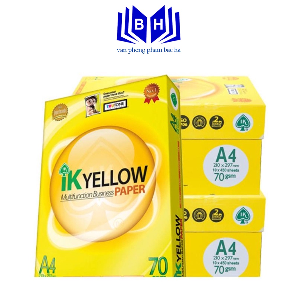 Giấy in a4 ik yellow 70gsm - hàng nhập khẩu indonesia giấy đẹp trắng giày dùng cho văn phòng nhà sách photo in