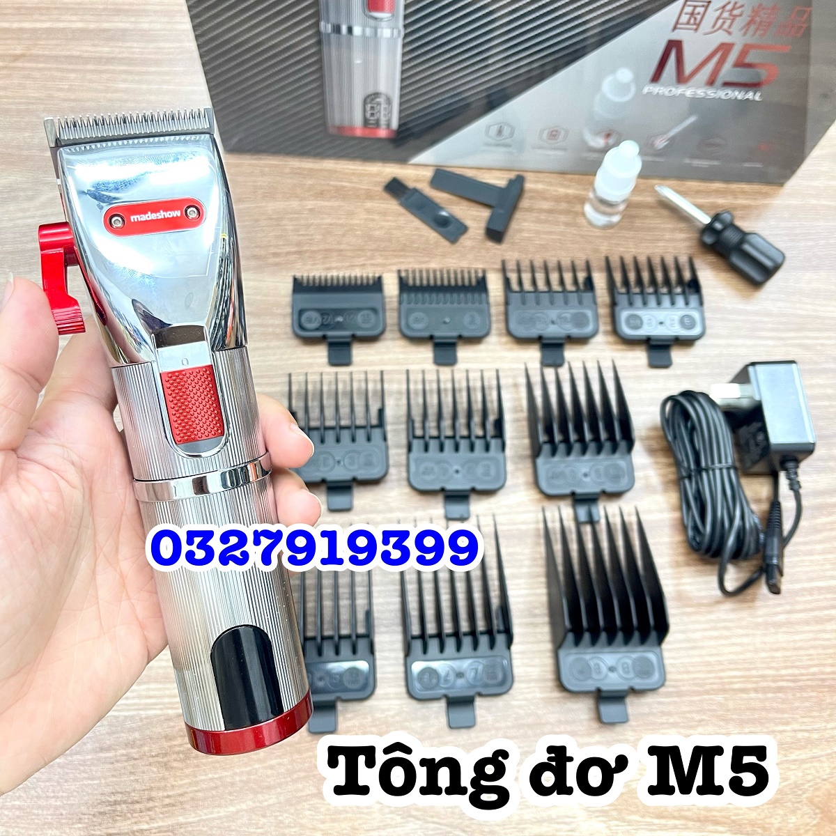 Madeshow Tông đơ cắt tóc cao cấp M5 - Máy cắt tóc chuyên nghiệp với lưỡi titanium sắc bén & pin 3200mAh - Tông đơ cao cấp cho salon và gia đình