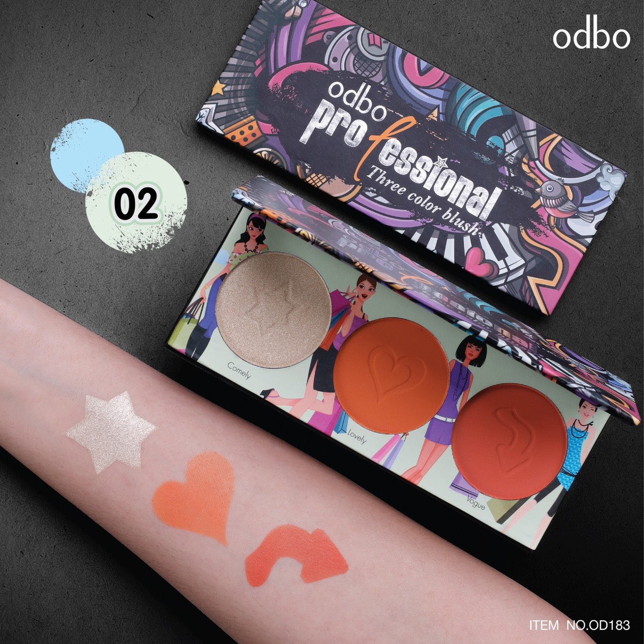 Phấn Má Hồng Odbo 3 ô OD1-103 No.02