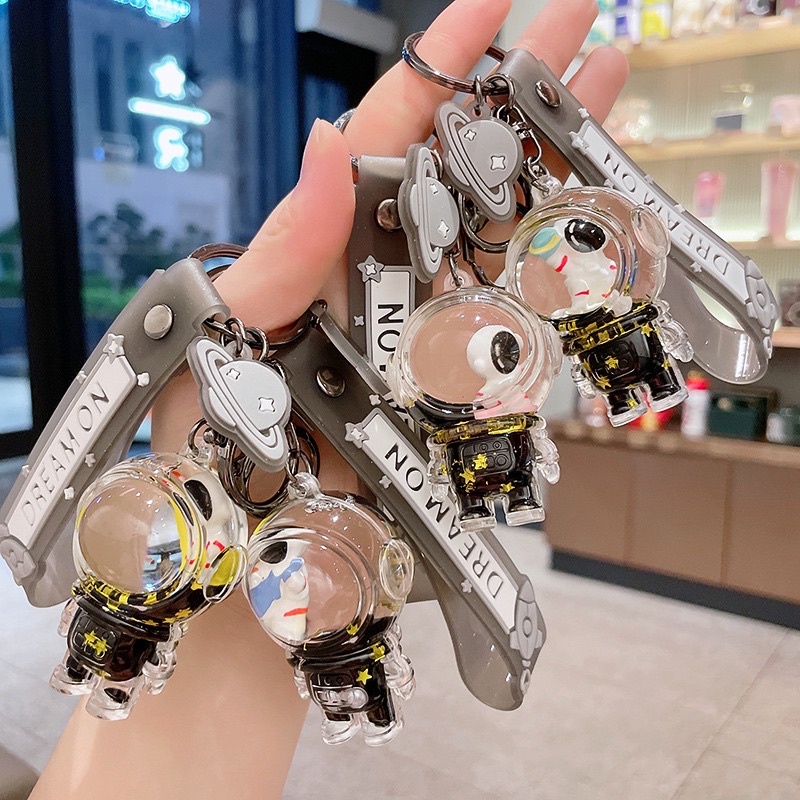 Móc khoá phi hành gia trong suốt lấp lánh, móc khoá phi hành gia chuyển động cute - shin store