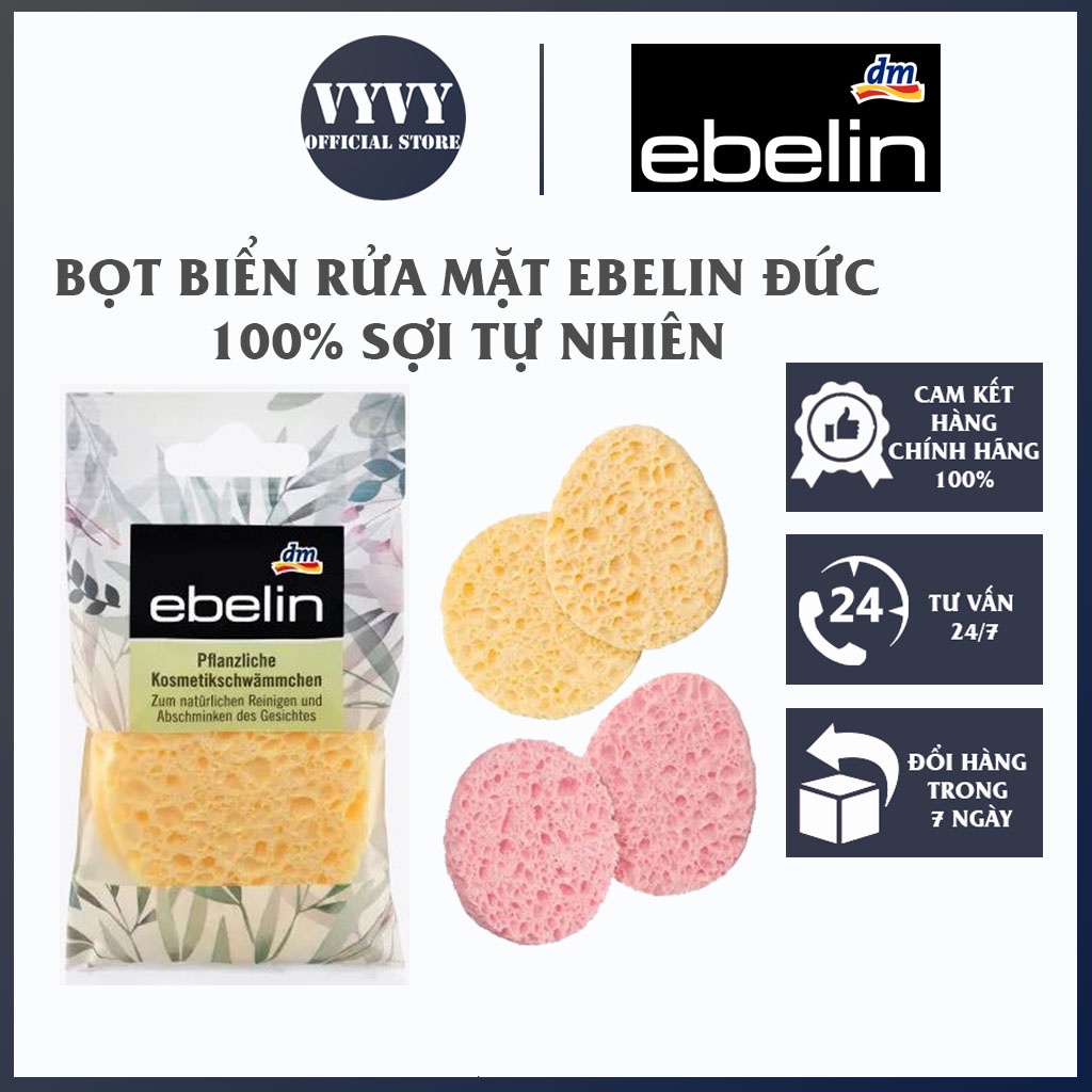Bọt biển rửa mặt Ebelin gồm 2 miếng Kháng khuẩn