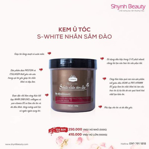 Kem ủ tóc nhân sâm đào swhite nhỏ 500g