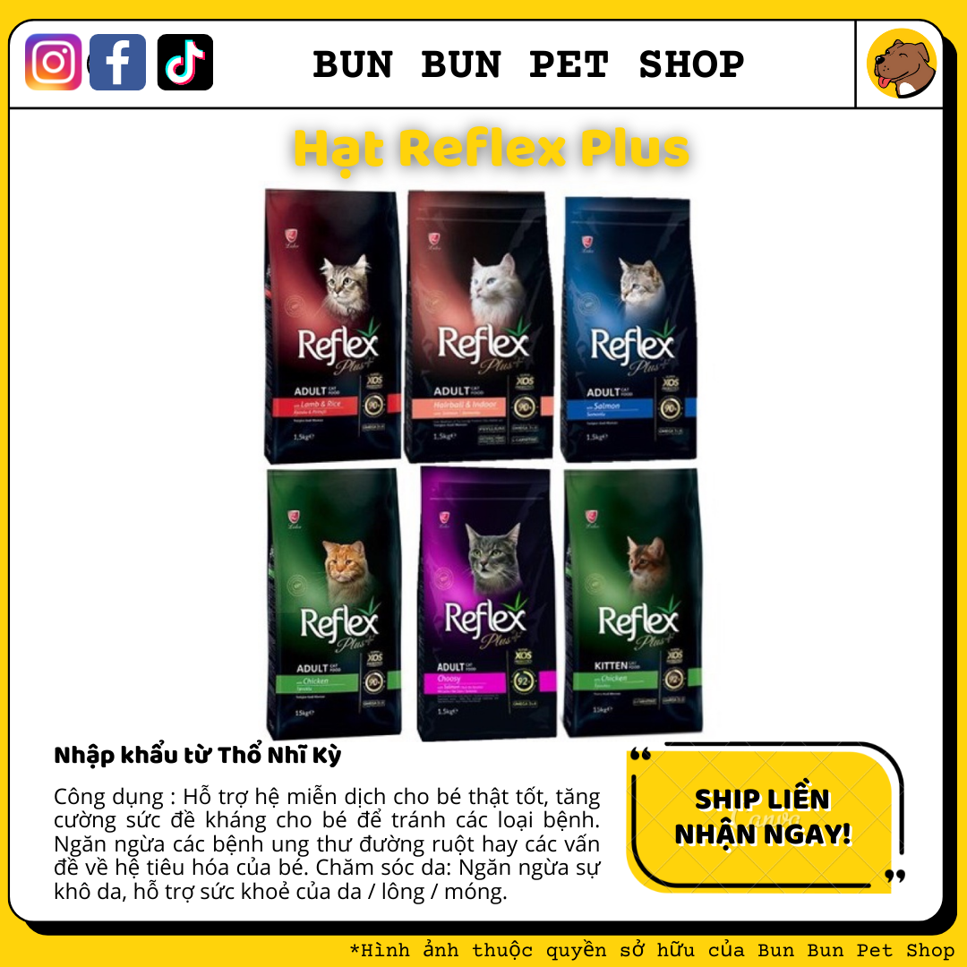 Hạt Reflex Plus cho mèo các loại túi 1,5kg