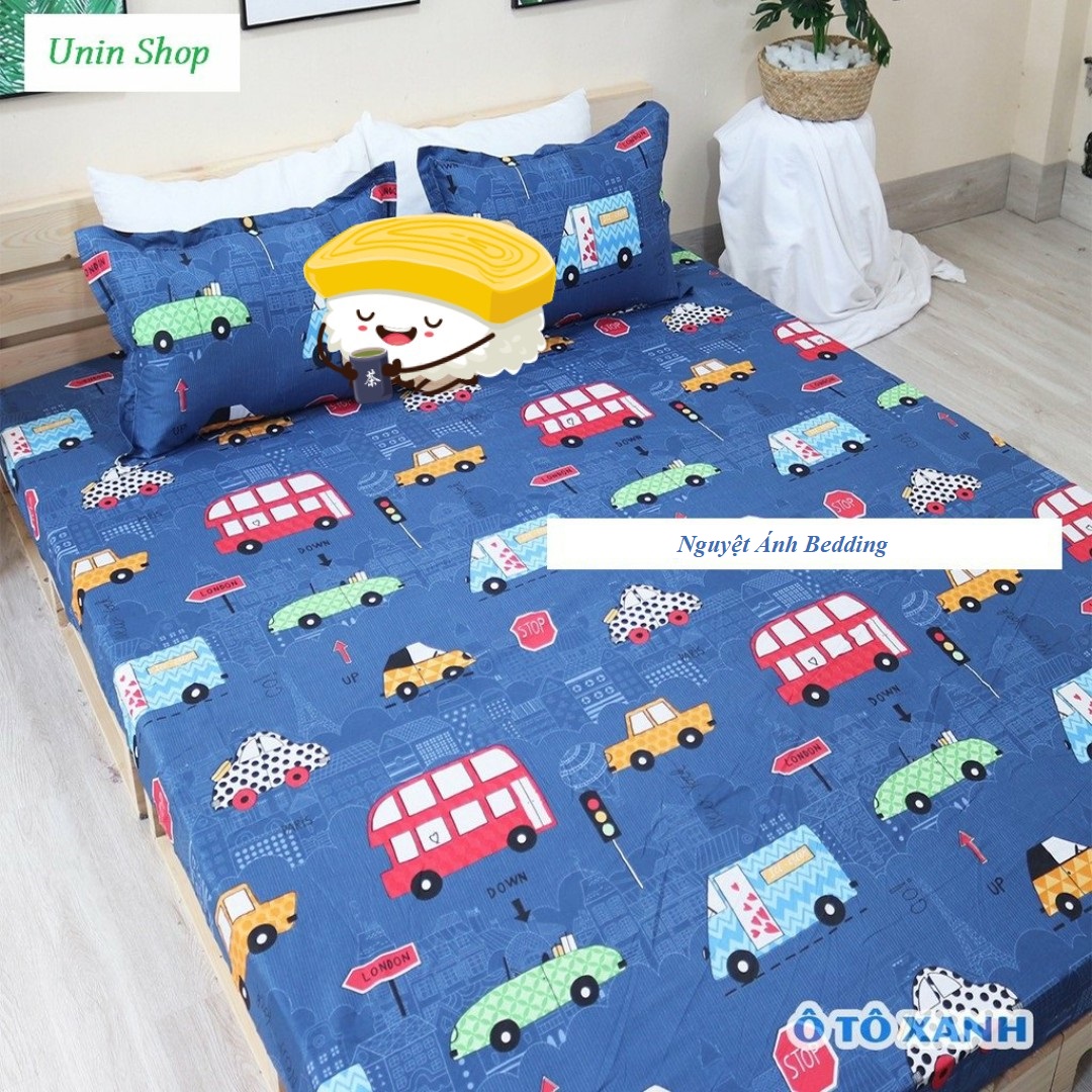 (Freeship50k) Bộ 3 món Ga gối, ga bọc nệm [Kẻ BBR] drap giường giá rẻ kích thước m2/m6/m8/2m2 chất Poly cotton - có bán lẻ 01 vỏ gối ôm | Ga bo chun bảo vệ đệm, Chăn ga gối Moon Shop