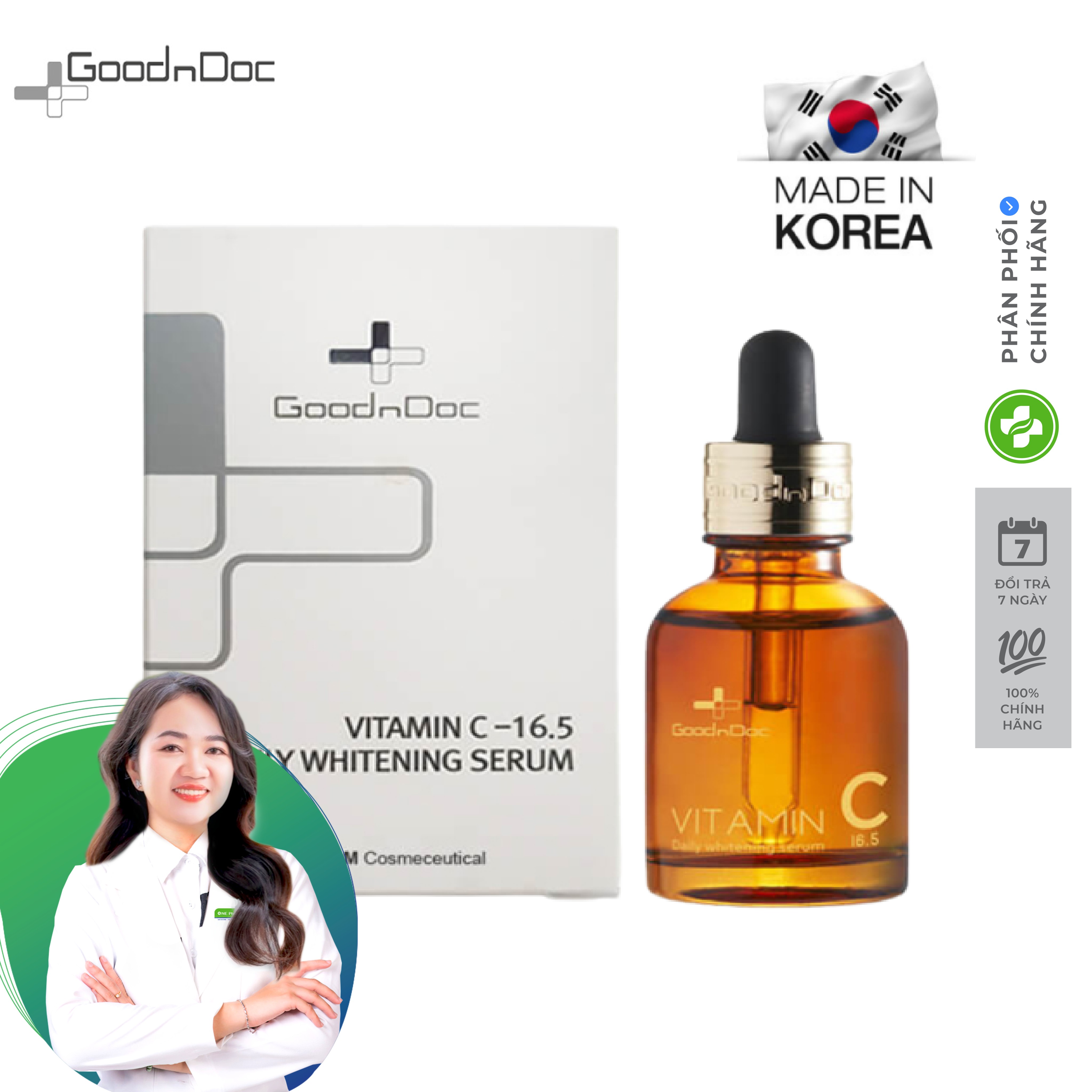 Serum dưỡng trắng sáng da Goodndoc Vitamin C-16.5 Daily Whitening 30ml