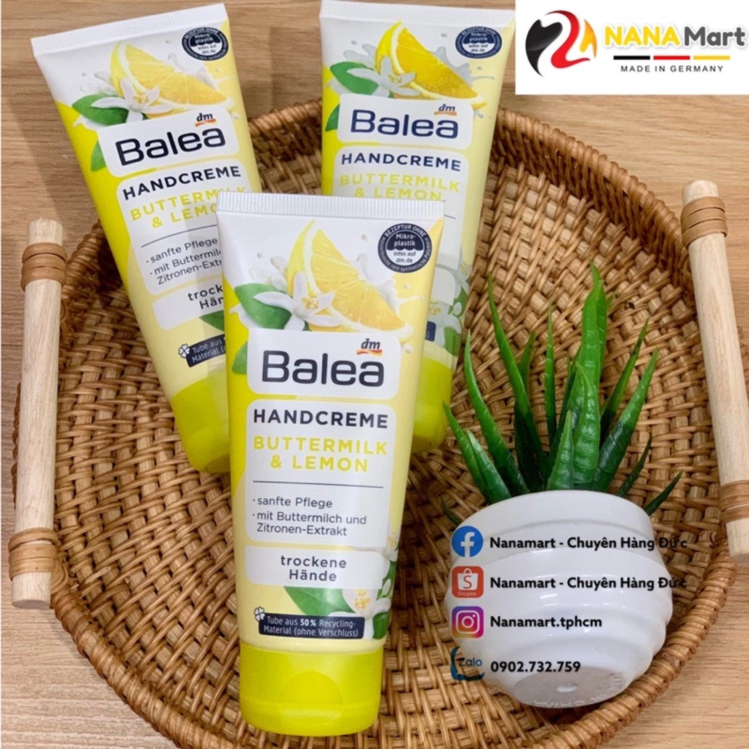 Kem Dưỡng Tay Balea Handcreme Buttermilk & Lemon Cho Da Khô