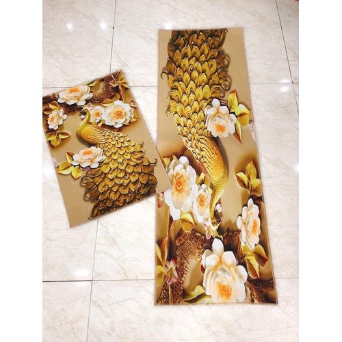 Bộ thảm nhà bếp 3D Tmore  phong cách hàn quốc ( 120 cm x 40 cm + 60cm x 40cm)