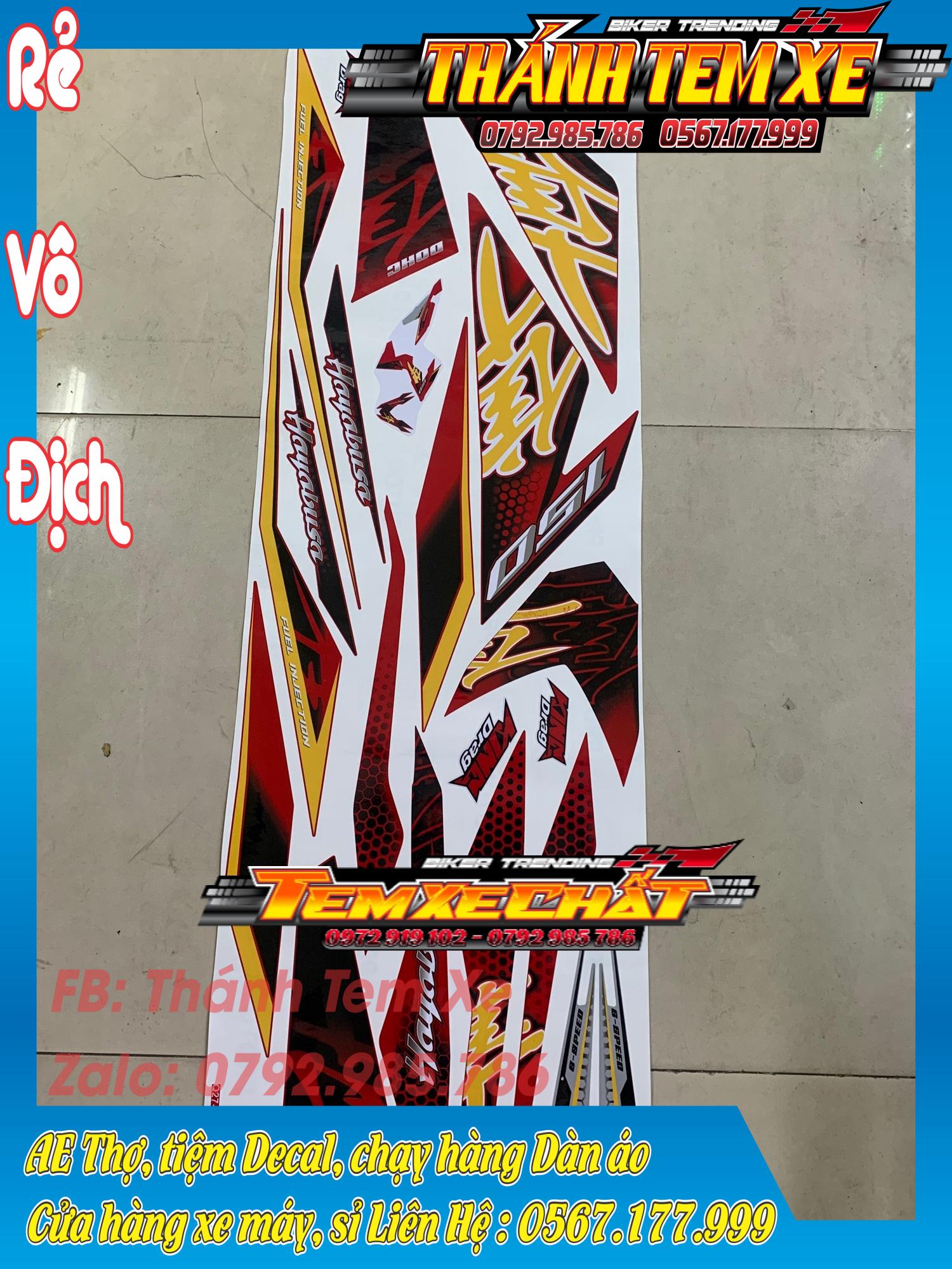 Tem rời Winner V1 Hayabusa đỏ đen bản 3 lớp bóng cao cấp
