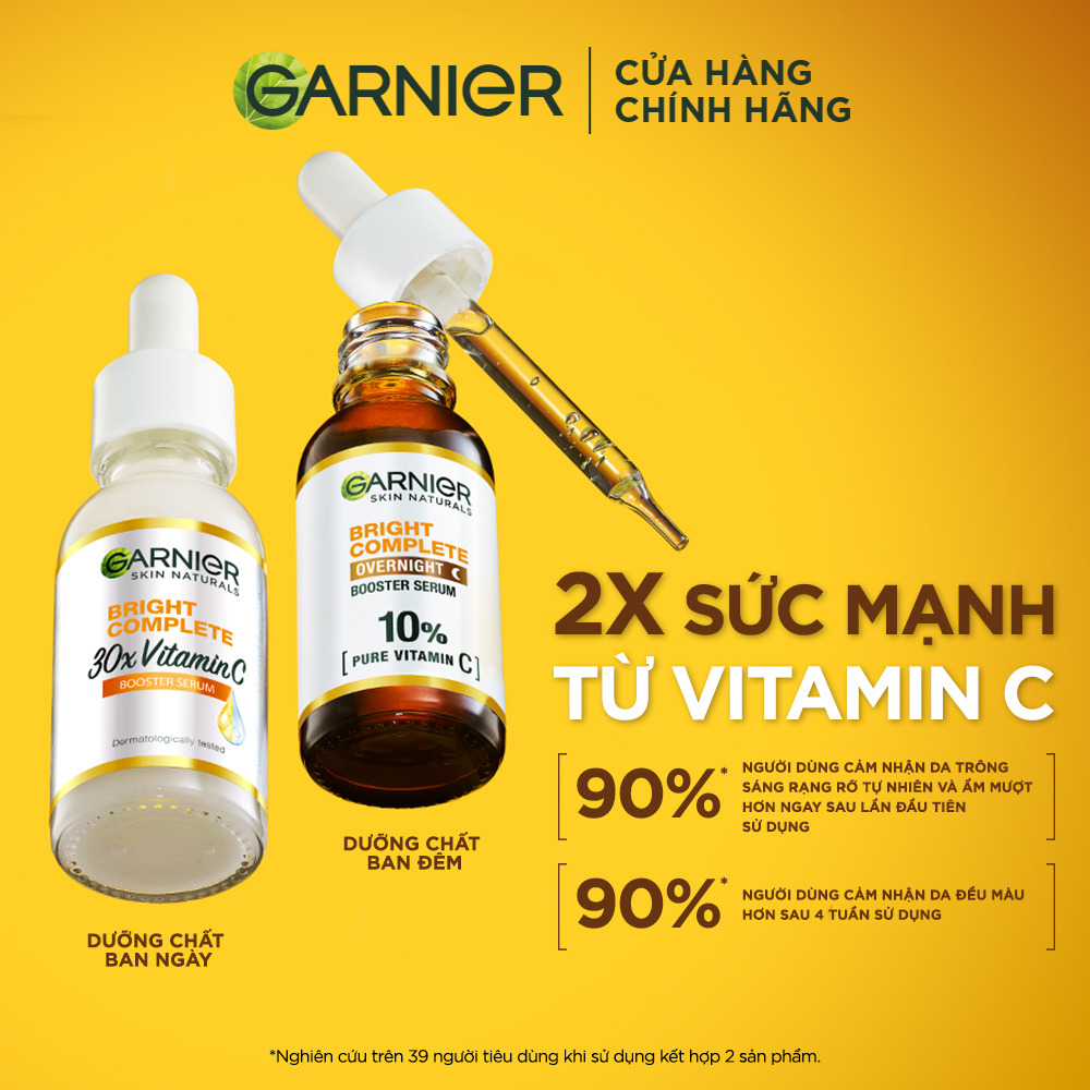 Bộ đôi Dưỡng chất Vitamin C Ngày & Đêm Garnier Bright Complete dưỡng da sáng khỏe & bảo vệ da