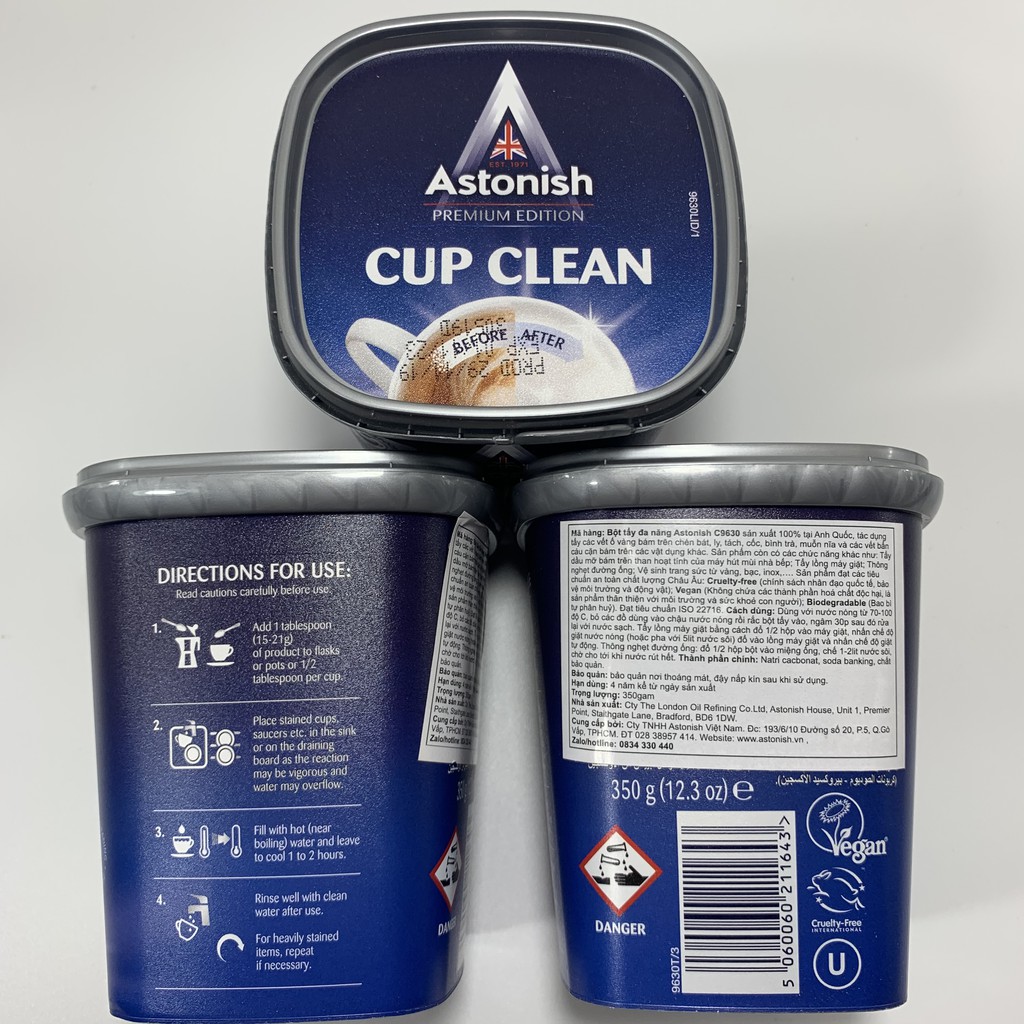 Chất tẩy rửa cặn trà cà phê Astonish 350g Anh Quốc