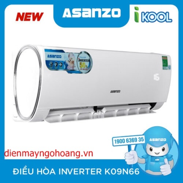 [Trả góp 0%]Máy Lạnh Inverter Asanzo K09N66 (1.0HP) ( Giao hàng miễn phí Tphcm - Ngoại tĩnh có tính phí)