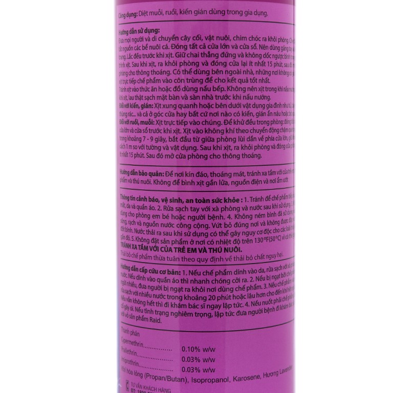 [HCM]Xịt Muỗi RAID Hương Lavender Chai 600ml