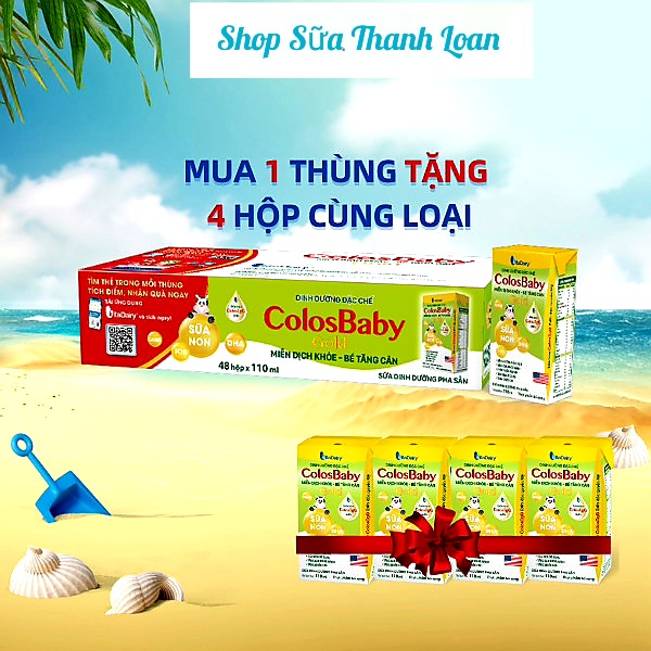(HSD T2-2025) (Có Thẻ Cào) Thùng 48 Hộp Sữa Bột Pha Sẵn ColosBaby Gold 110ml.