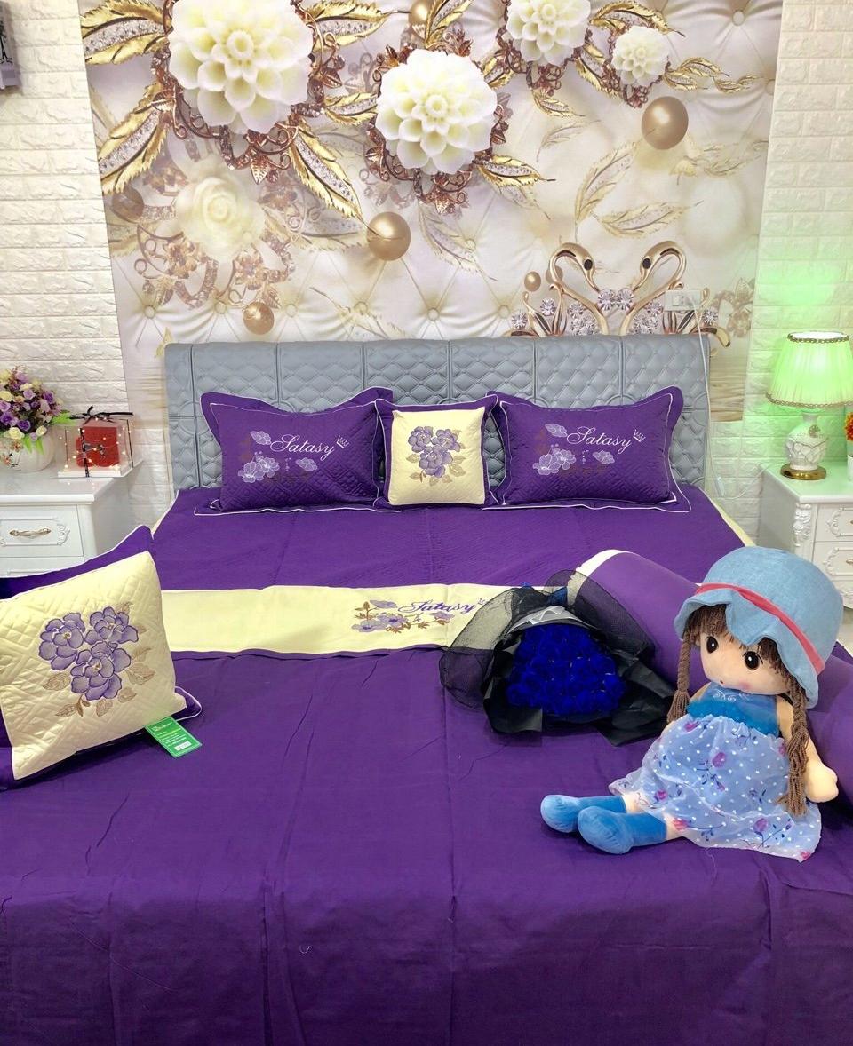 Bộ chăn ga gối satin 7 món