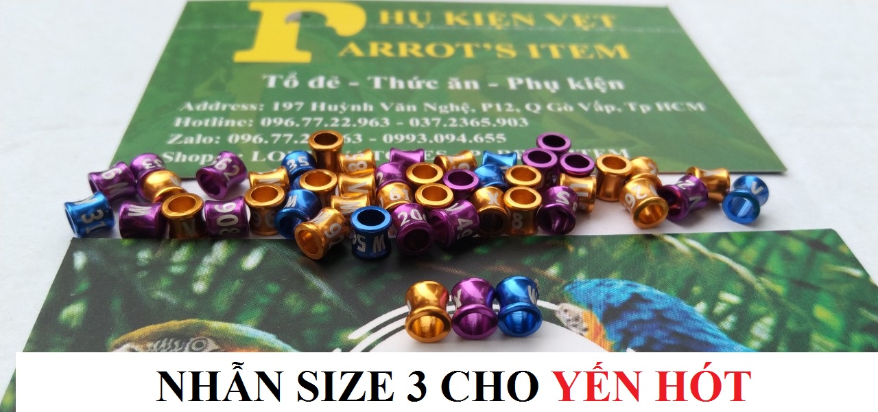 NHẪN ĐEO CHÂN CHO CHIM CẢNH, VẸT(có nhiều màu sắc)