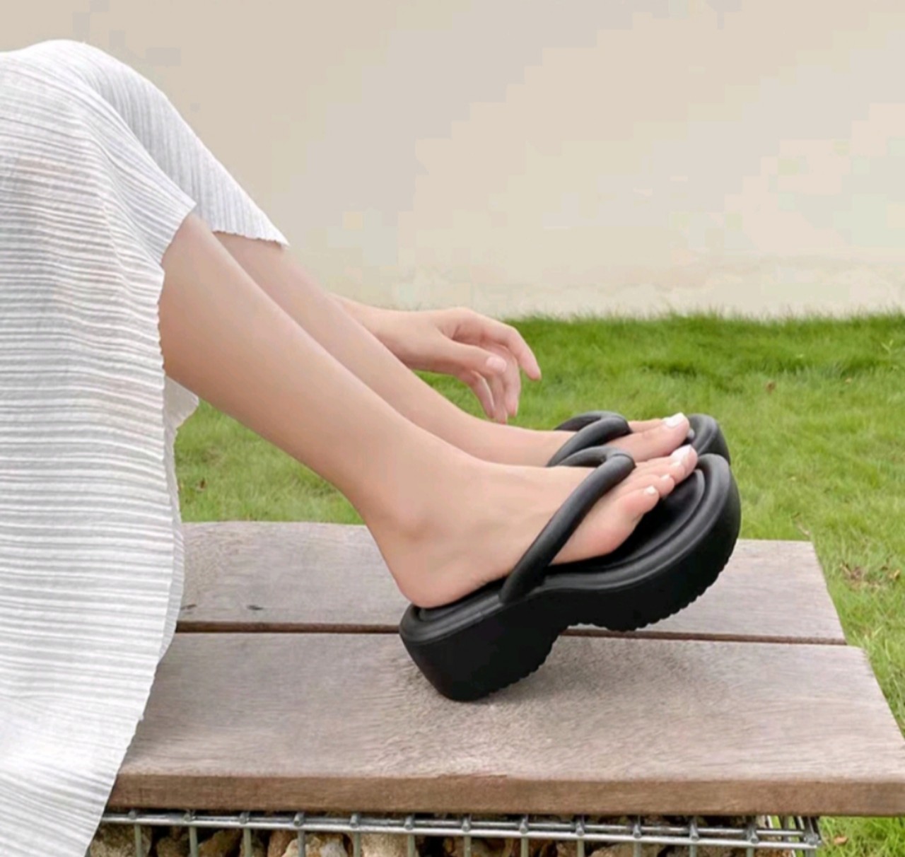 Dép kẹp mủ độn đế 5f  quai trơn