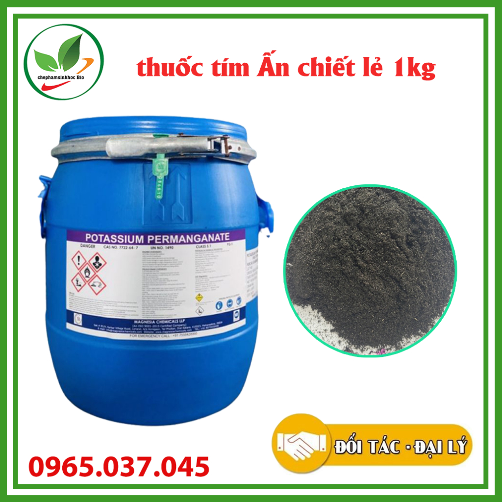 Tím ấn độ kmno4 99%. khử khuẩn ao nuôi, xử lý nước. gói 1kg