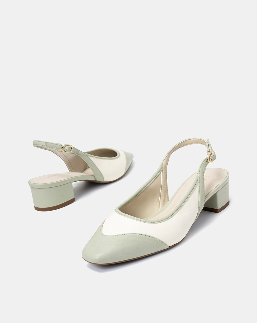 Giày Búp Bê Nữ 3cm Thời Trang JUNO Slingback Gót Vuông BB03099