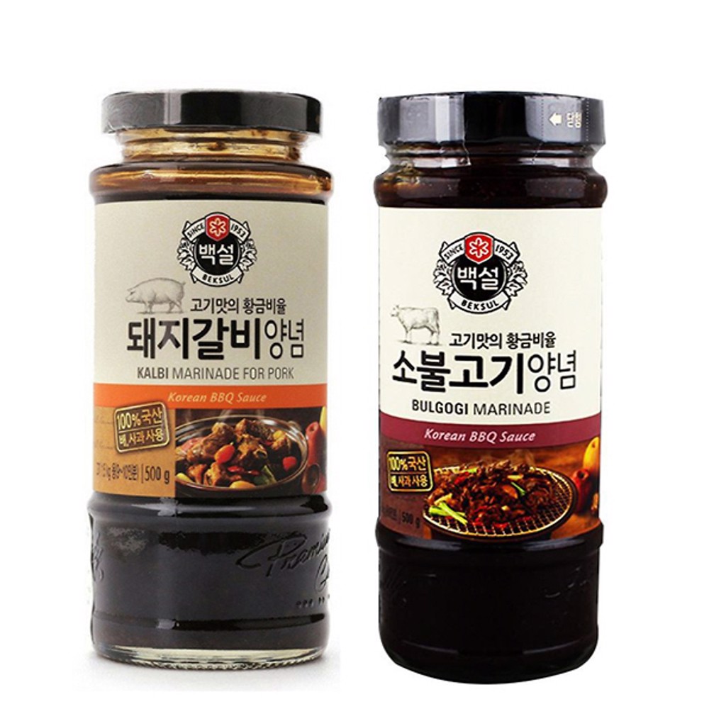 Combo sốt ướp bbq thịt heo beksul 500g và sốt ướp thịt bò bbq beksul 500g - nhập khẩu hàn quốc