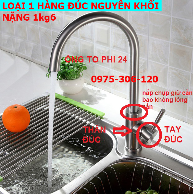 LOẠI 1-HÀNG ĐÚC Vòi Rửa Chén Bát Nóng Lạnh Inox 304 và 2 Dây N4002 NA.GRAND HÀNG CAO CẤP BAO XÀI BAO ĐỔI MỚI 1 NĂM inox 304 chuẩn chống han rỉ