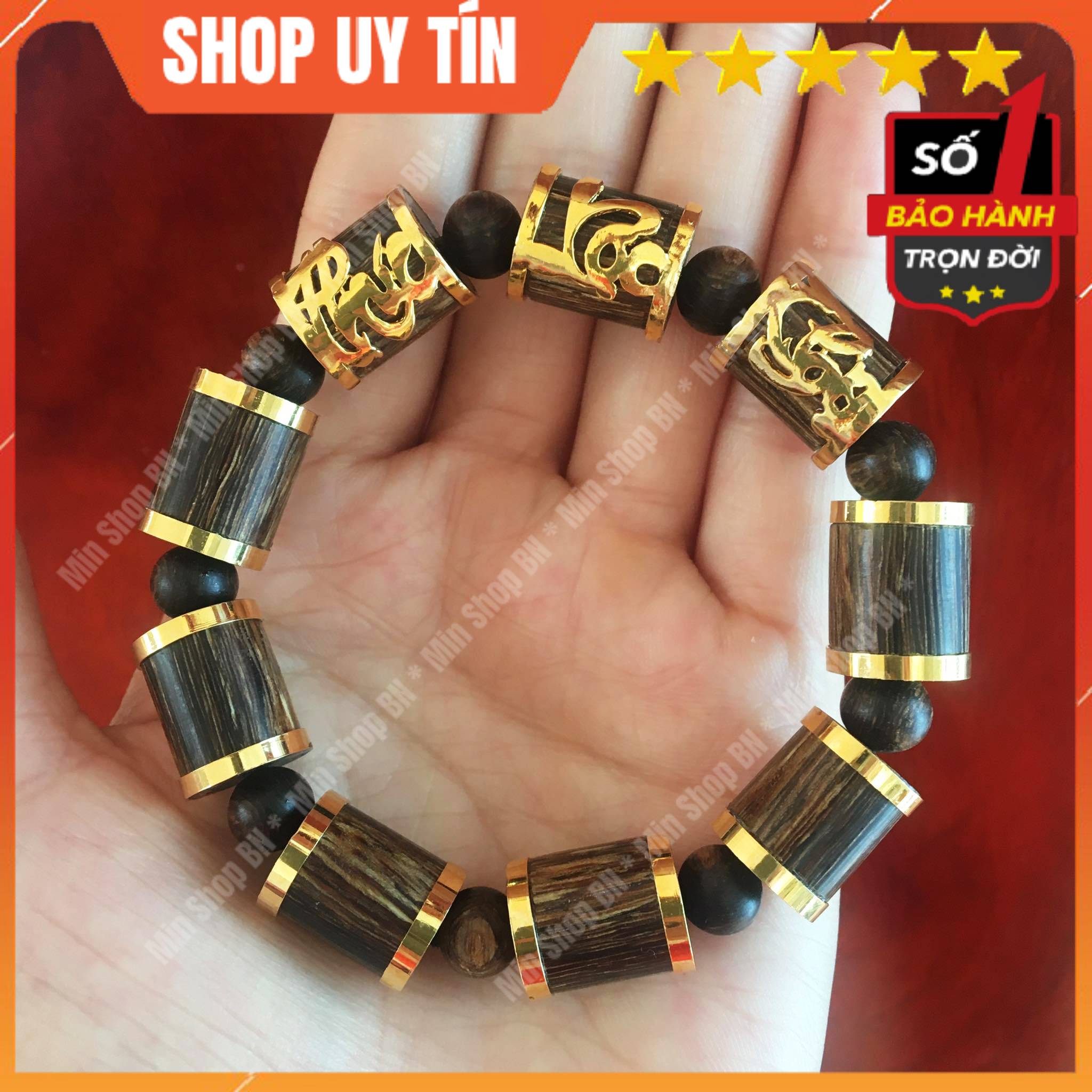 VIP - Vòng tay trầm hương sánh chìm Hạng A BỌC VÀNG NON Phúc Lộc Thọ - Đem lại TÀI LỘC - SANG TRỌNG - ĐẲNG CẤP cho CHỦ NHÂN