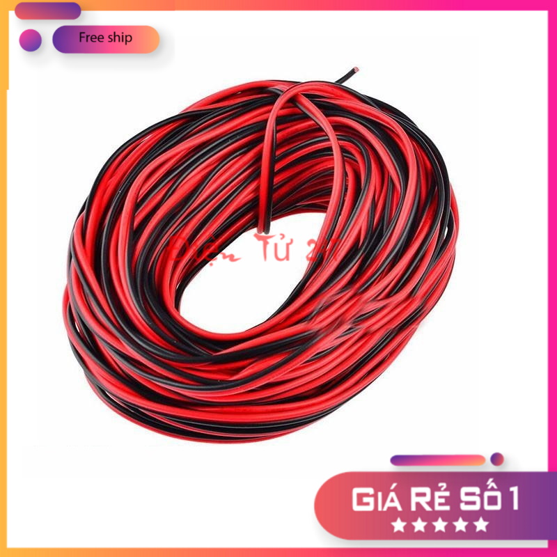 Cuộn 3 mét Dây Diện Đôi Đỏ Đen 2x0.75mm Loại Tốt