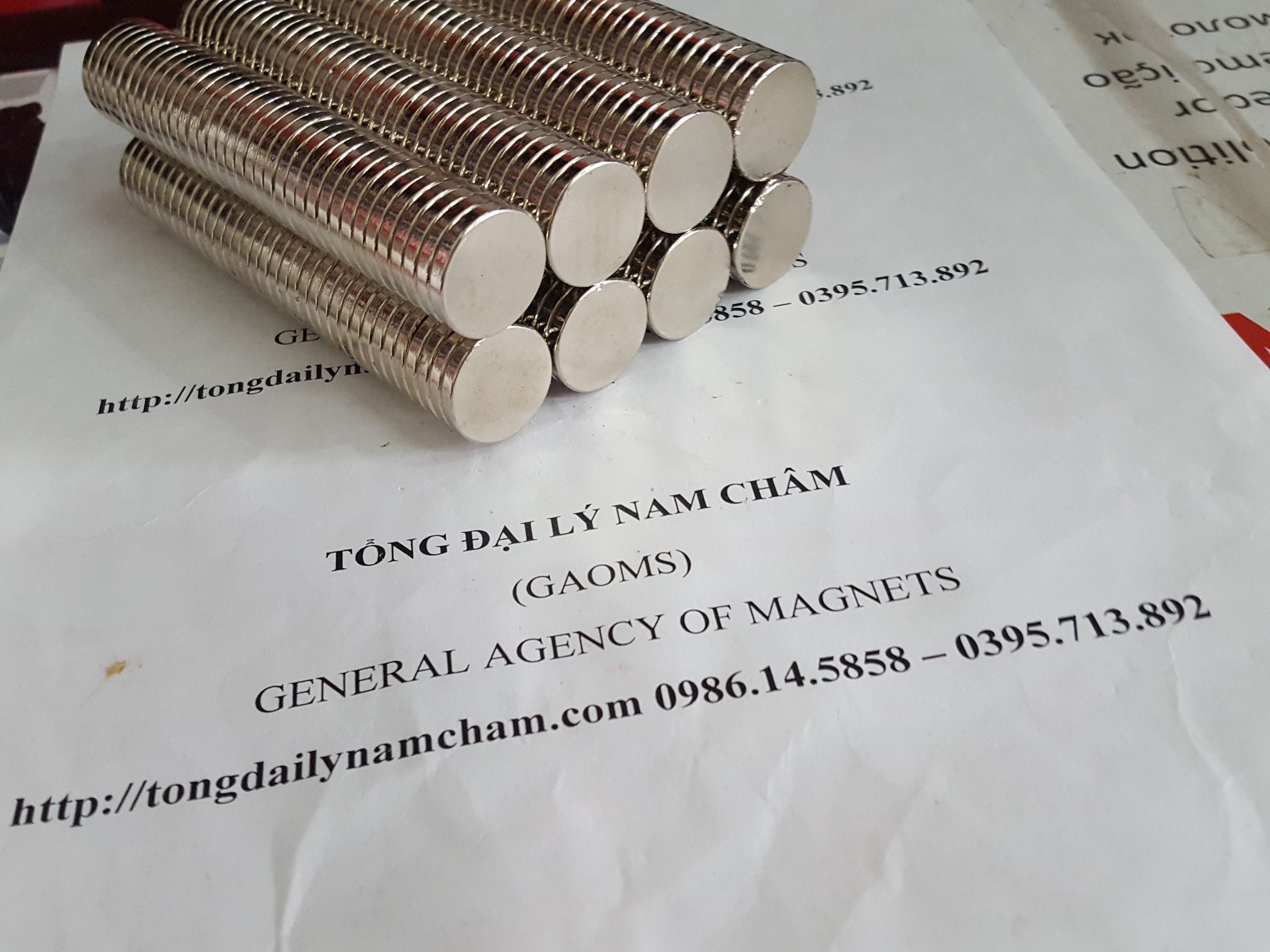 Nam châm trắng 20x2mm-10 viên