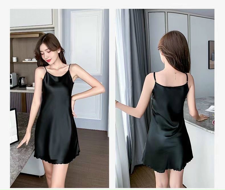 [FreeShip 2023] Váy Ngủ Ngắn 2 Dây Suông Lụa Satin