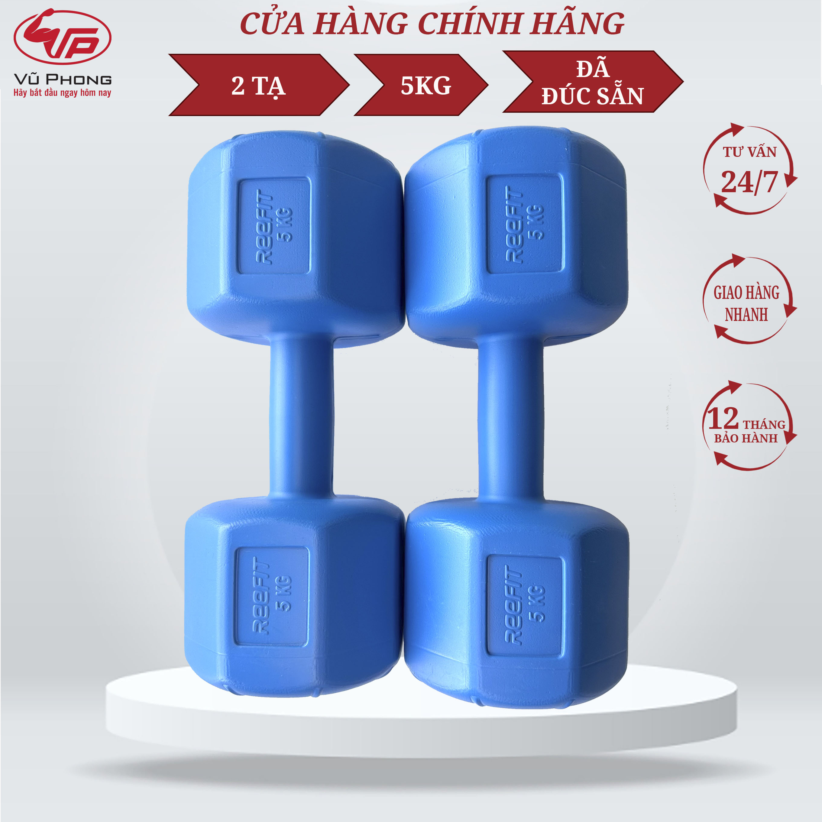 Bộ 2 Tạ Nhựa Bát Giác 5KG (Đã Có Ruột) (gồm 2 tạ 5kg, tổng 10kg)