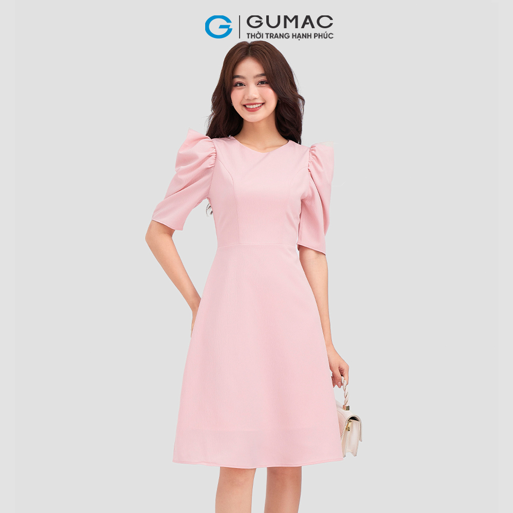 Đầm form A tay phồng DC12060 thời trang GUMAC