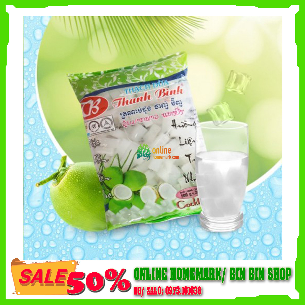 [Túi 500g] Thạch dừa Thanh Bình- đồ ăn vặt