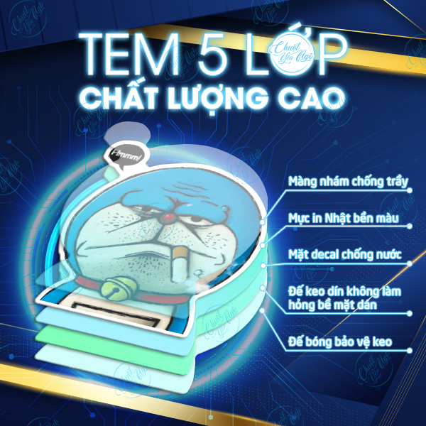 Combo 100 sticker hình dán decal chống nước chủ đề mèo máy Đô rê mon Doraemon phim hoạt hình