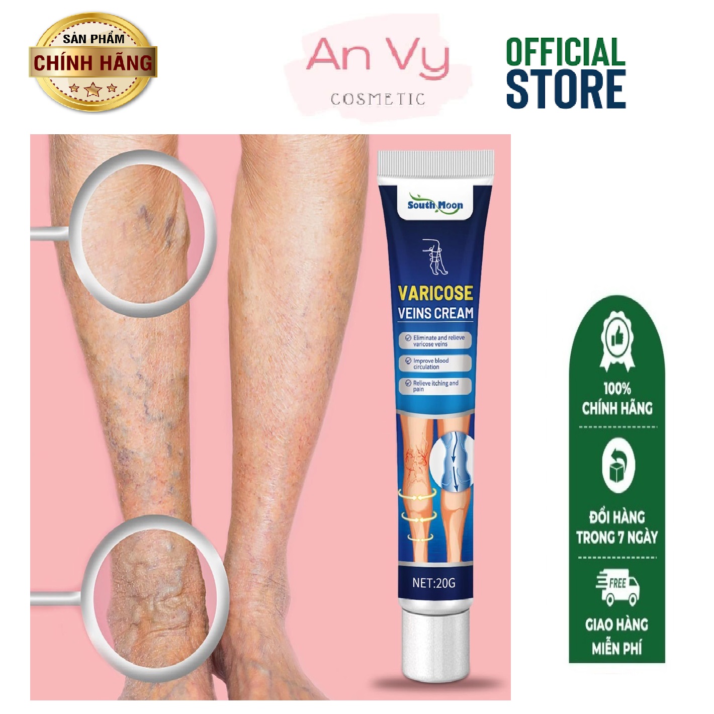 Kem Giãn Tĩnh Mạch Varicose Veins Cream - Làm Dịu Tăng Cường Sức Khỏe Mao Mạch