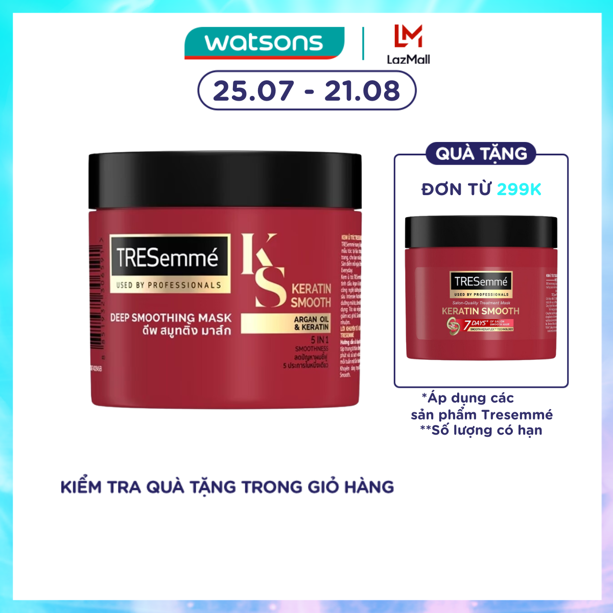 Kem Ủ Tresemmé Keratin Smooth Tinh Dầu Argan & Keratin Vào Nếp Suôn Mượt 180ml